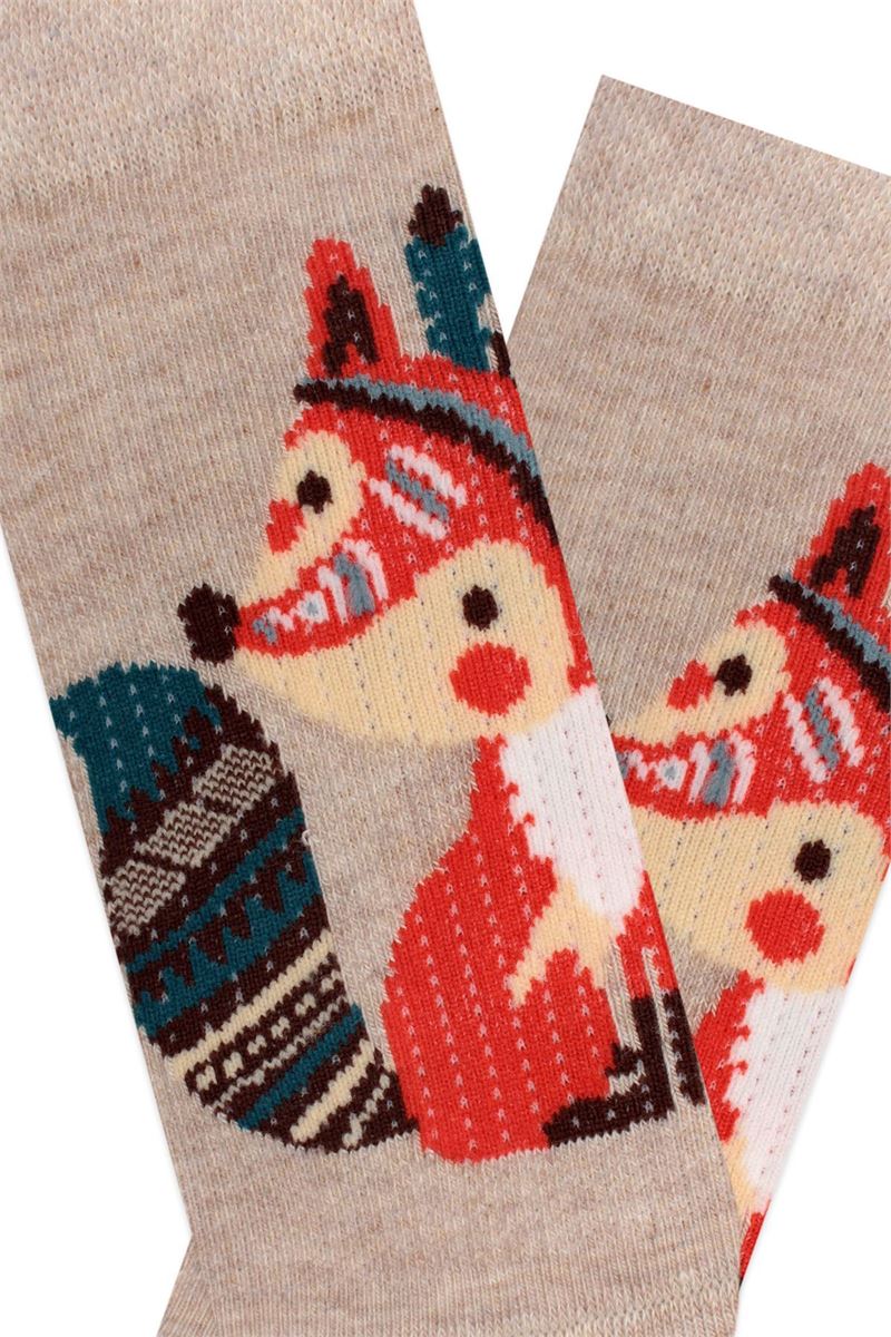 BROSS LION, FOX, BEAR PATTERNED BOYS BOOTIES SOCKS ASORTY