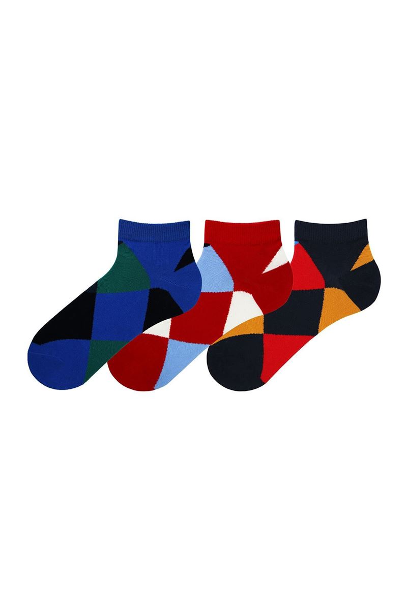DIAMOND-SHAPED PATTERNED MEN BOOTIES SOCKS