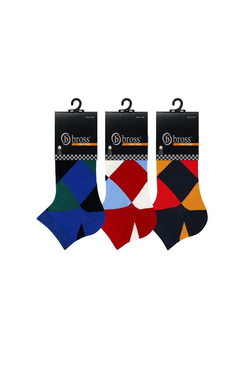 DIAMOND-SHAPED PATTERNED MEN BOOTIES SOCKS