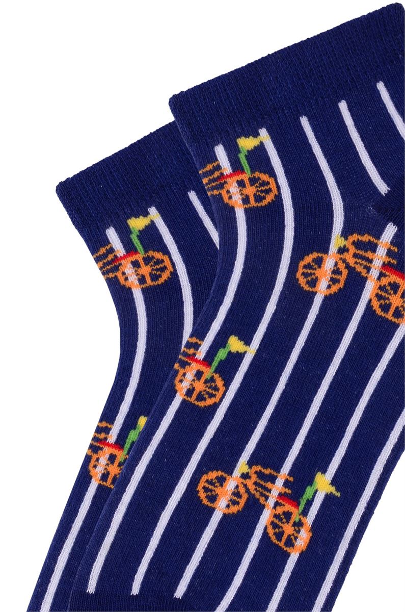 BROSS BIKE PATTERNED BOYS SHAFTLESS SOCKS ASORTY