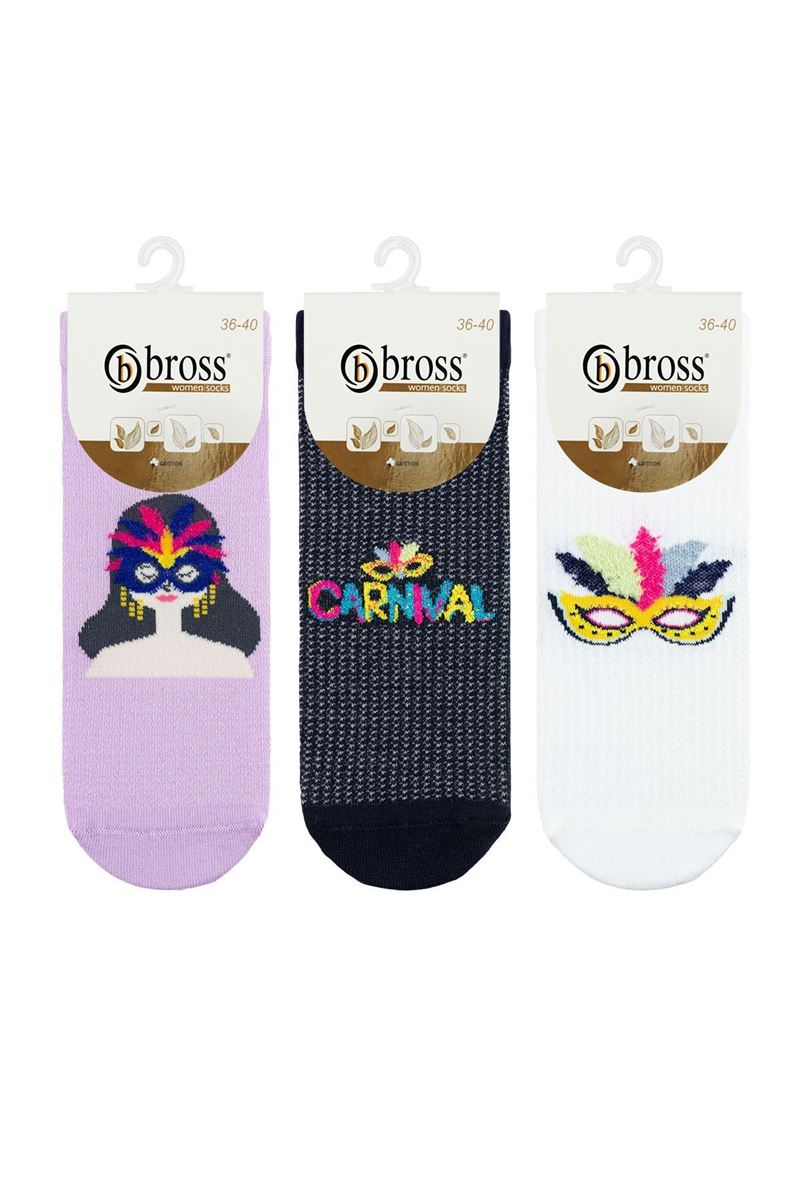 BROSS WOMAN ANKLE SOCKS CARNIVAL PATTERNED ASORTY