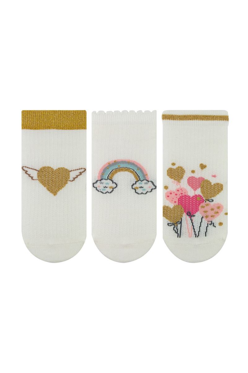 BROSS GIRL ANKLE SOCKS HEART PATTERNED ASORTY