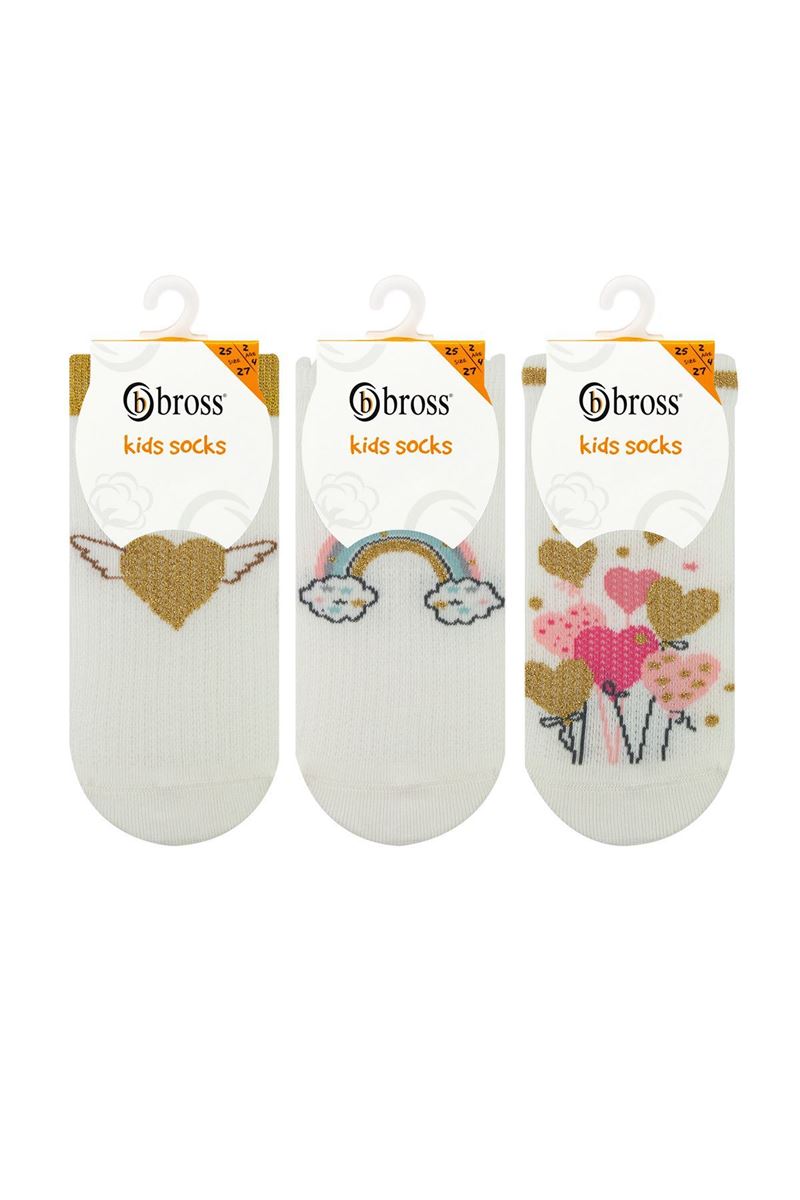 BROSS GIRL ANKLE SOCKS HEART PATTERNED ASORTY