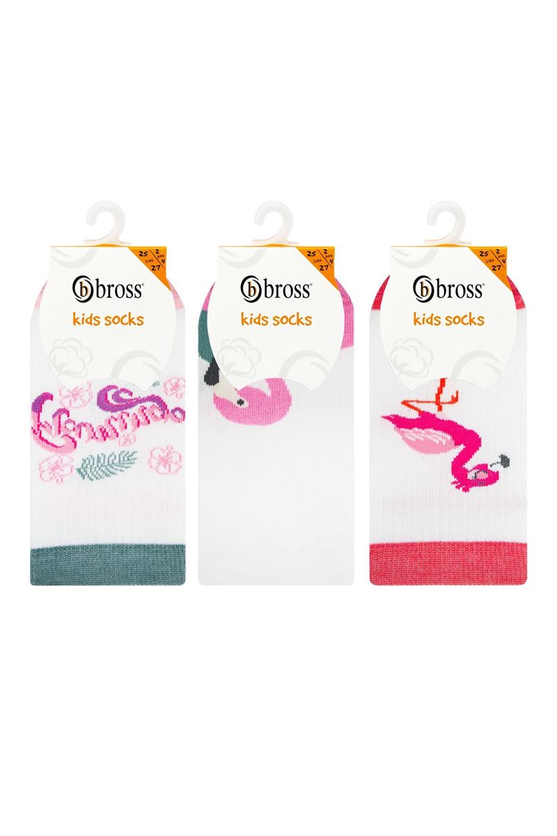 BROSS FLAMINGO PATTERN GIRL STEP SOCKS ASORTY