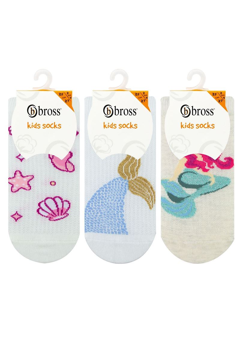BROSS GIRL MERMAID PATTERNED ANKLE SOCKS ASORTY