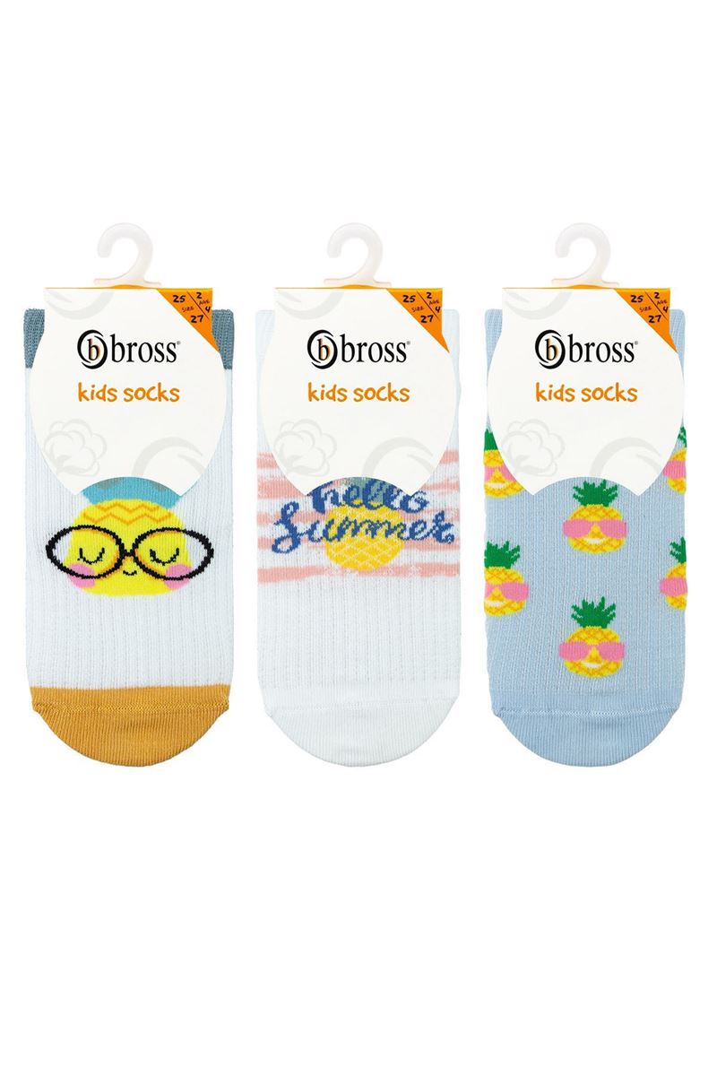 BROSS GIRL ANKLE SOCKS PINEAPPLE PATTERNED ASORTY