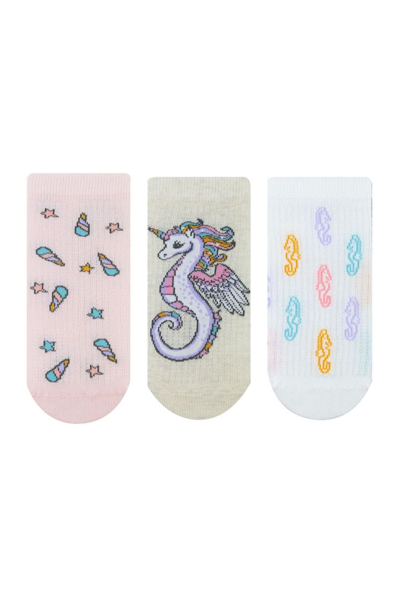 BROSS GIRL CREW SOCKS SEAHORSE PATTERNED ASORTY