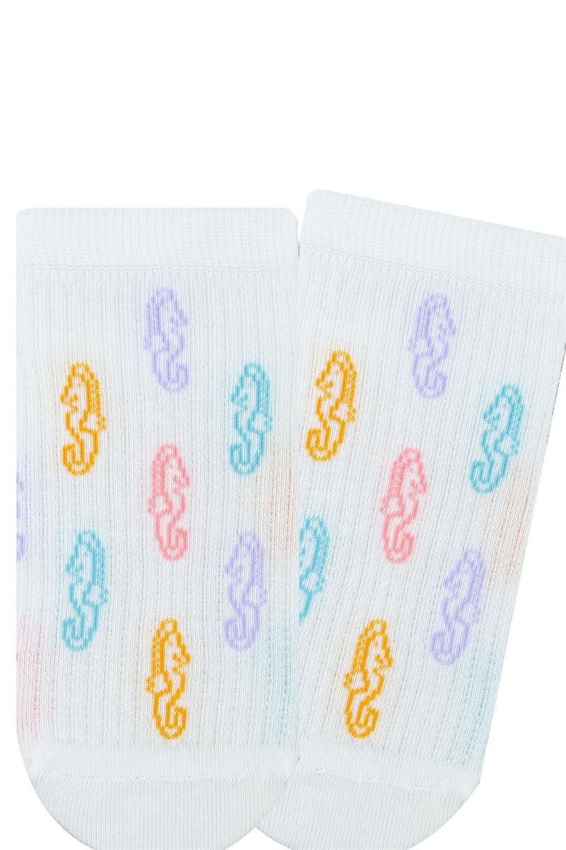 BROSS GIRL CREW SOCKS SEAHORSE PATTERNED ASORTY