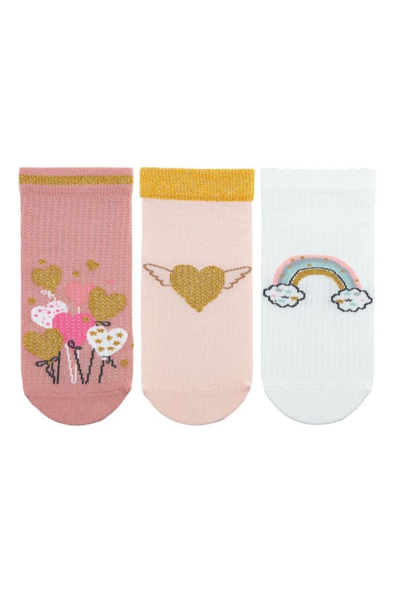 BROSS HEART PATTERN GIRL STEP SOCKS ASORTY