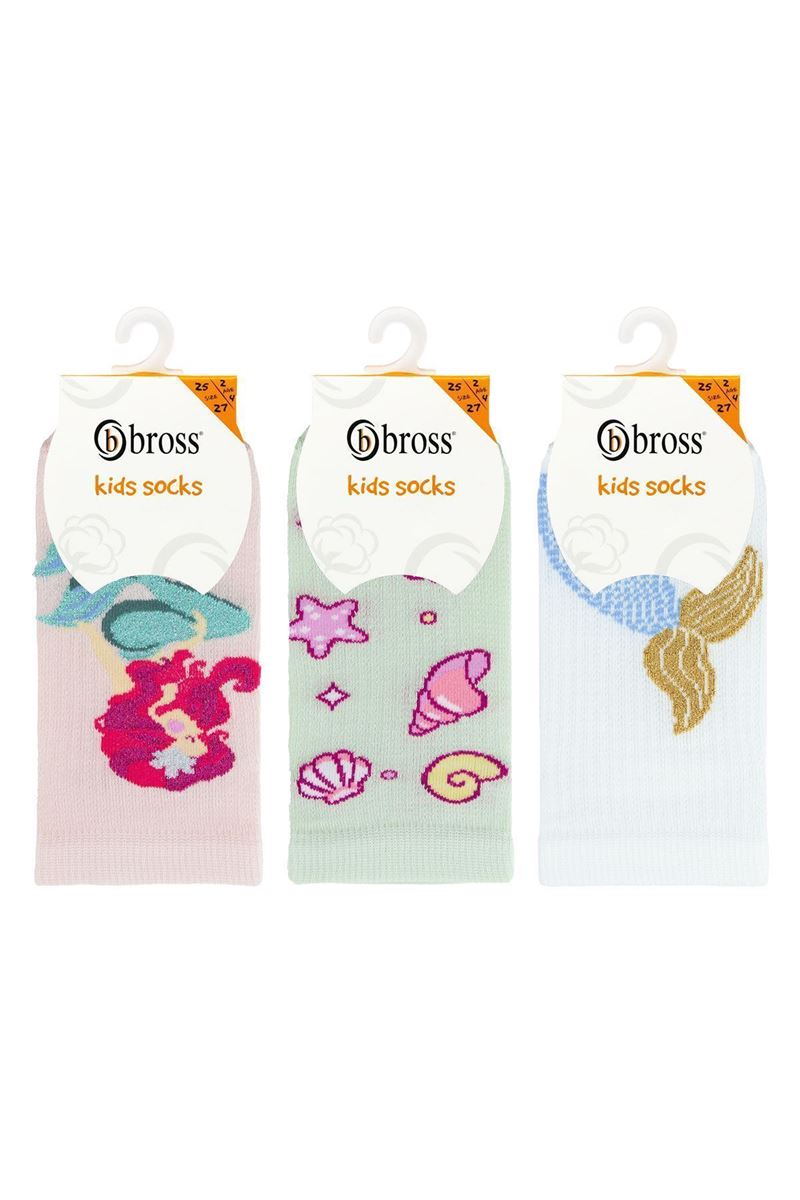 BROSS MERMAID PATTERN GIRL STEP SOCKS ASORTY