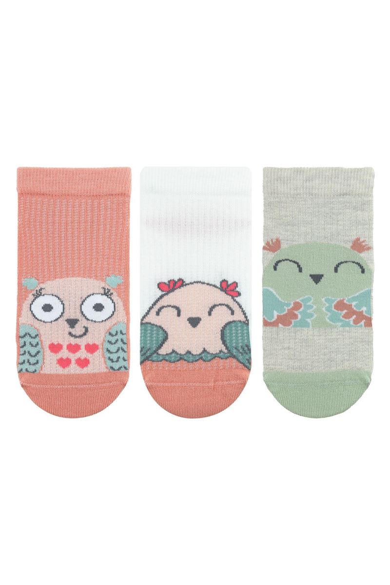 BROSS OWL PATTERN GIRL STEP SOCKS ASORTY