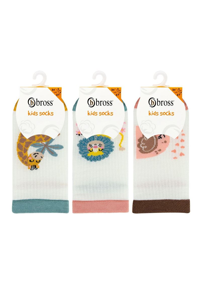 BROSS ANIMAL PATTERN GIRL STEP SOCKS ASORTY