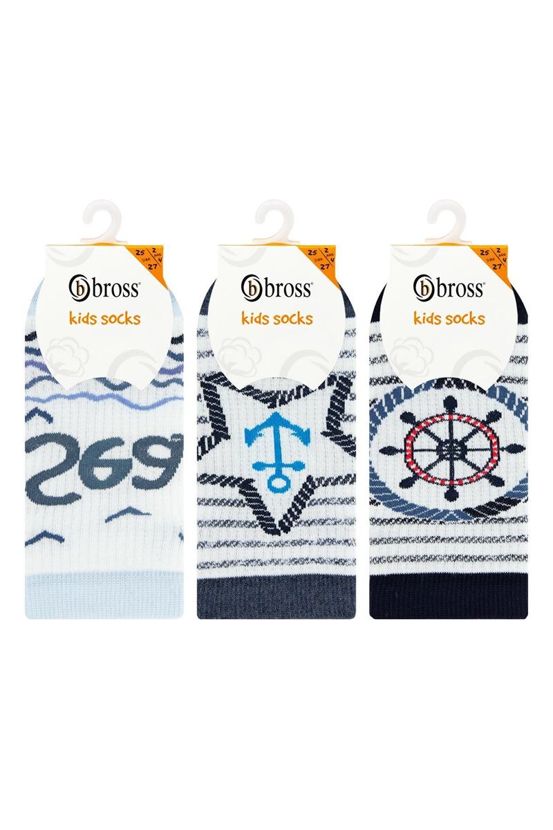 BROSS BOY ANKLE SOCKS SAILOR PATTERNED ASORTY