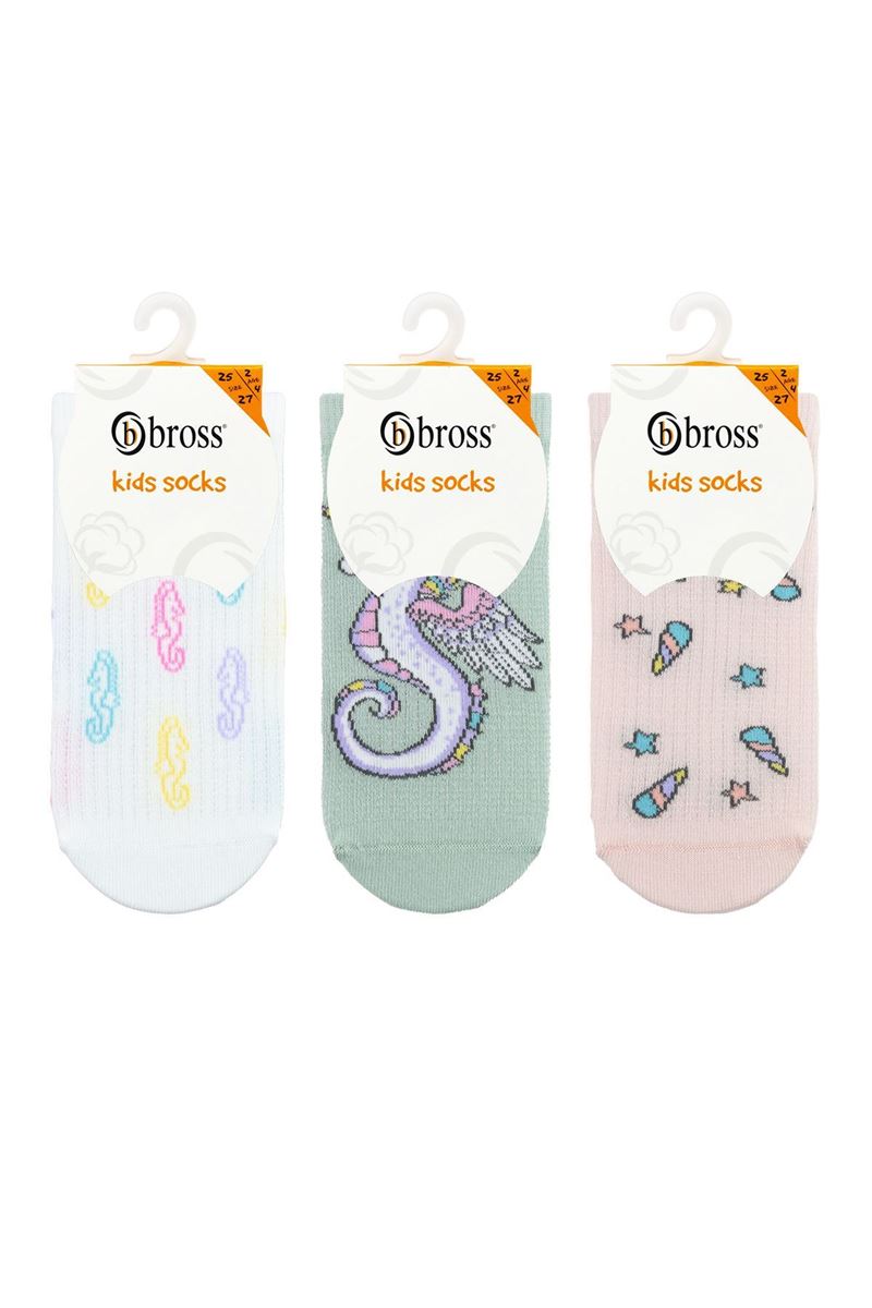 BROSS SEAHORSE PATTERN GIRL STEP SOCKS ASORTY