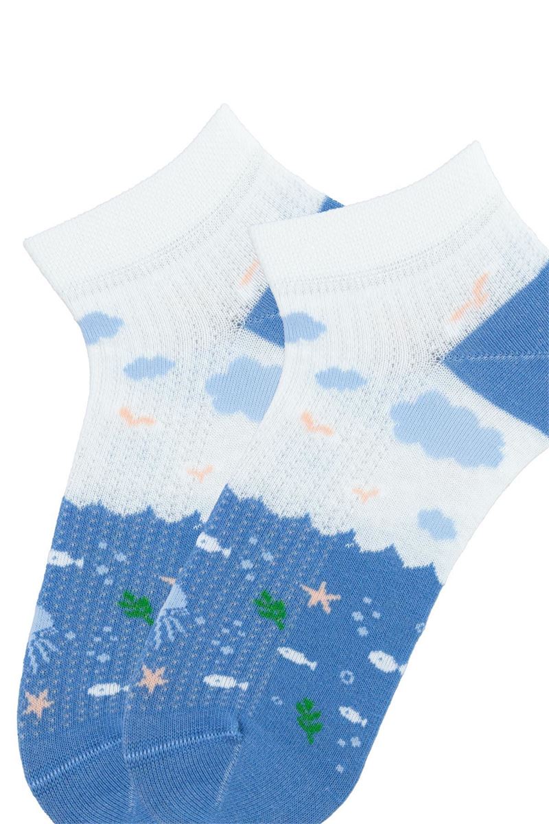 BROSS BOY ANKLE SOCKS SEA PATTERNED ASORTY