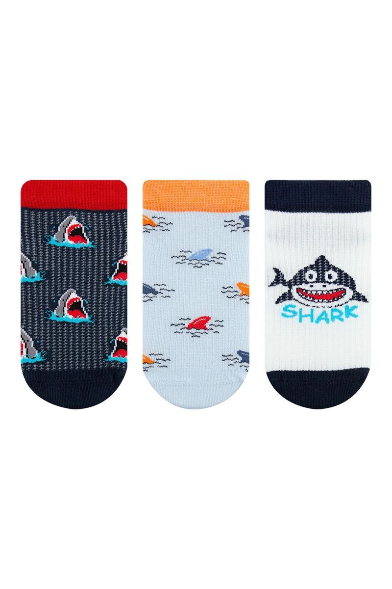 BROSS BOY ANKLE SOCKS SHARK PATTERNED ASORTY