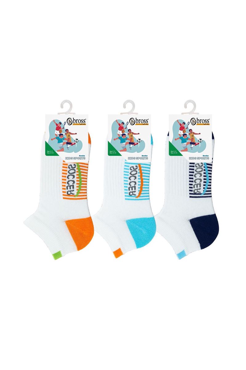 BROSS BOY ANKLE SOCKS SOCCER PATTERNED ASORTY