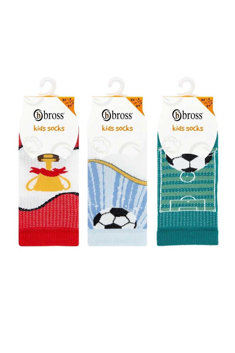 BROSS BOY ANKLE SOCKS BALL PATTERNED ASORTY