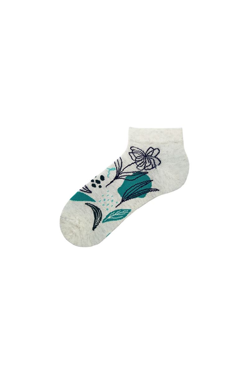 FLOWER, LEAF PATTERNED WOMENS BOOTIES SOCKS