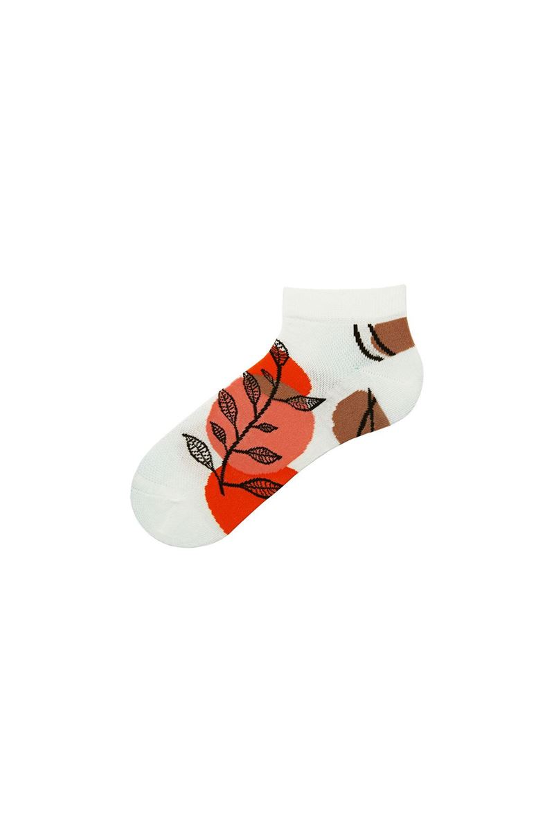 FLOWER, LEAF PATTERNED WOMENS BOOTIES SOCKS