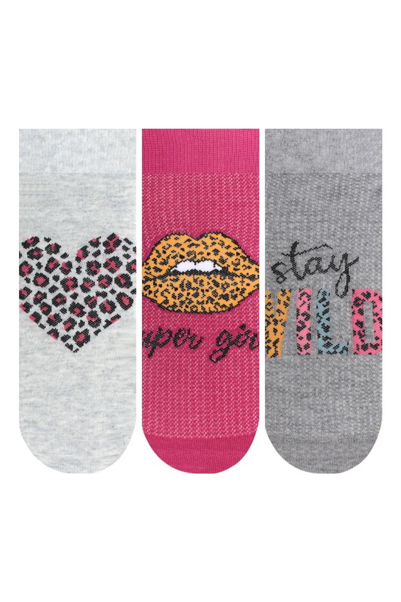BROSS LIP, HEART, TEXT PATTERNED WOMENS BOOTIES SOCKS ASORTY