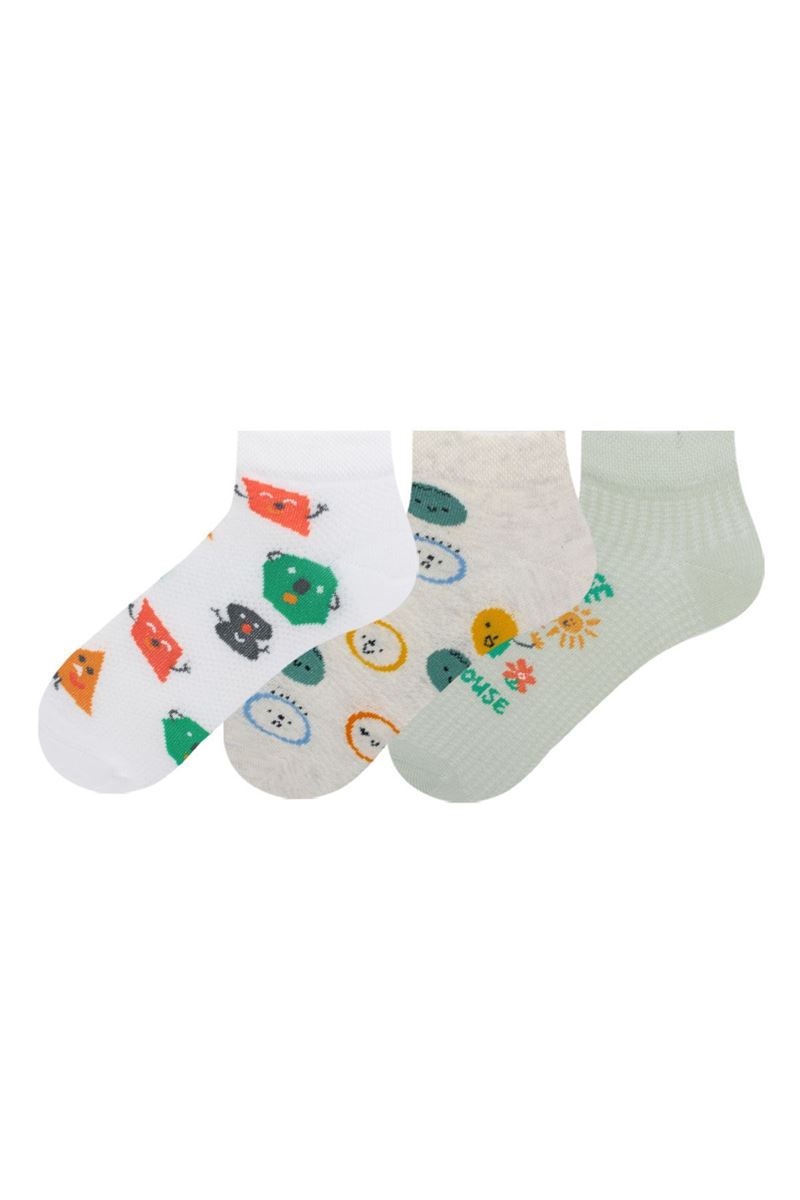 BROSS EMOJI, HOME, SHAPE PATTERNED GIRLS BOOTIES SOCKS ASORTY