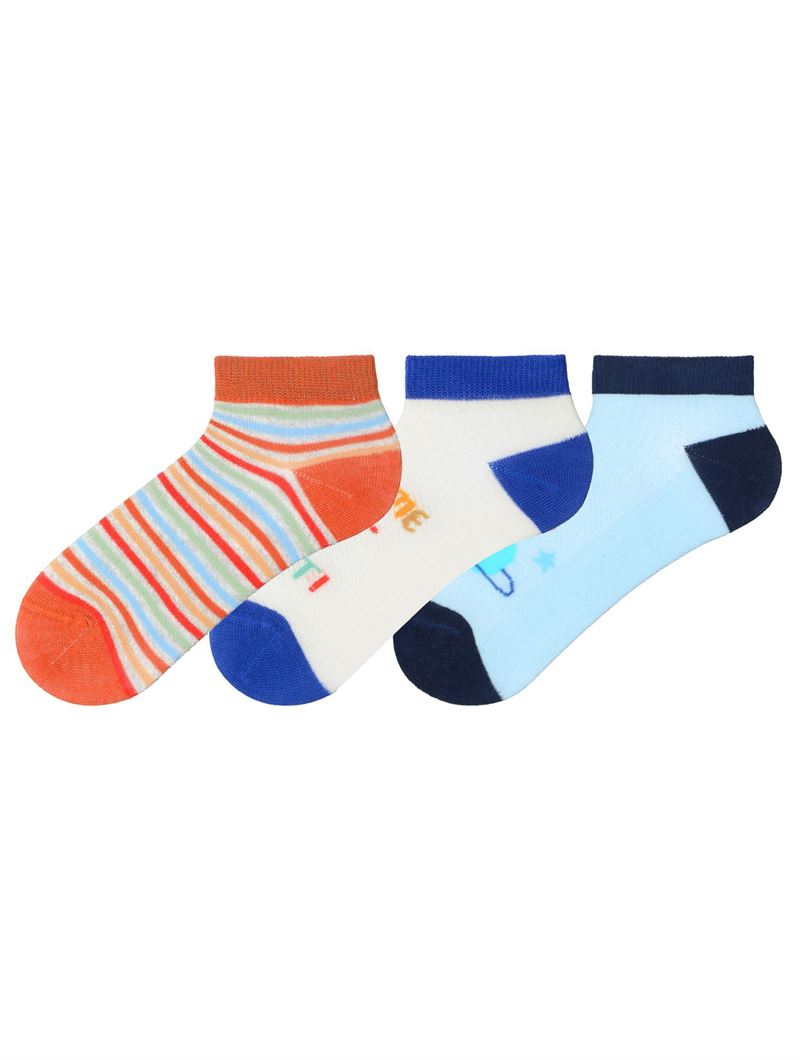 BROSS PLANET PATTERNED AND WRITTEN BOYS SHAFTLESS SOCKS ASORTY