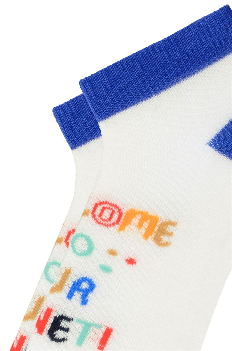 BROSS PLANET PATTERNED AND WRITTEN BOYS SHAFTLESS SOCKS ASORTY