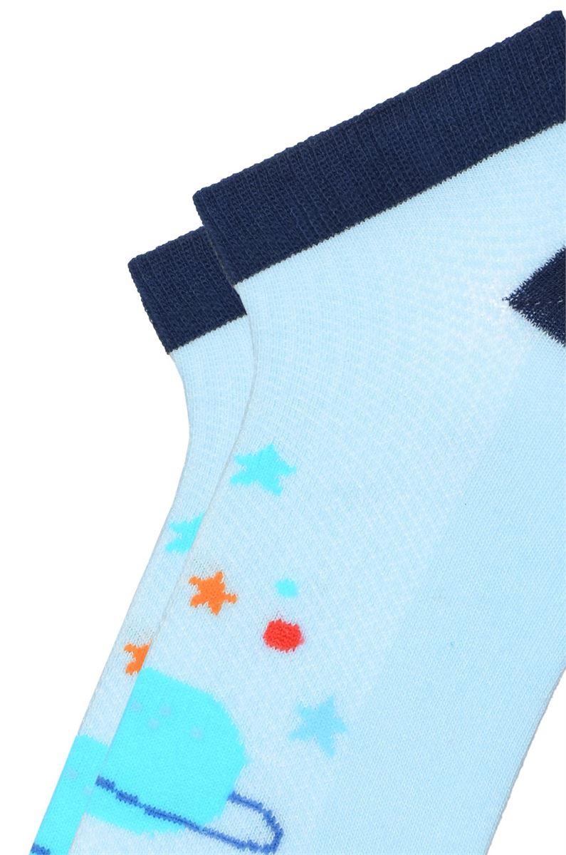 BROSS PLANET PATTERNED AND WRITTEN BOYS SHAFTLESS SOCKS ASORTY