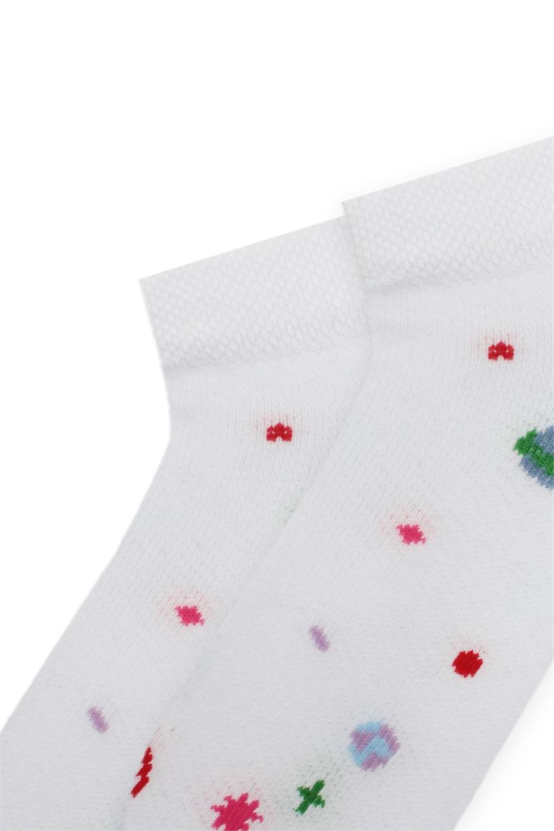 BROSS PLANET AND CIRCLE PATTERNED GIRLS BOOTIES SOCKS ASORTY