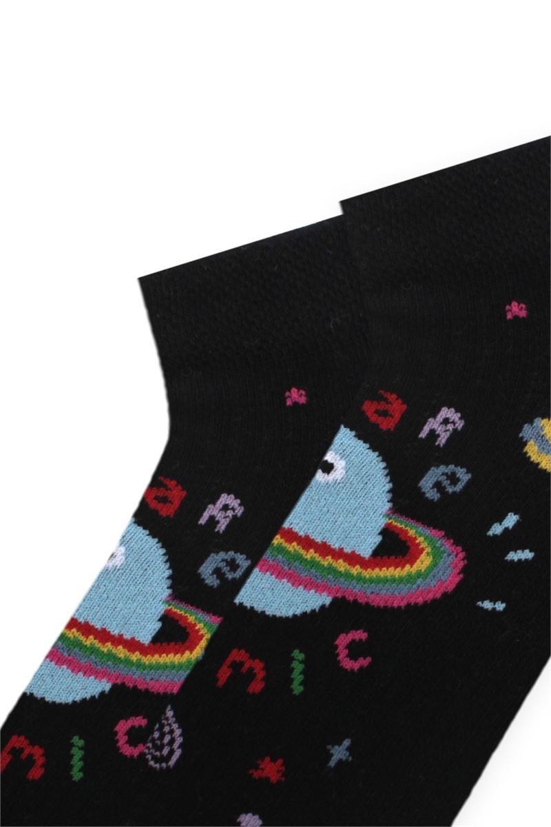 BROSS PLANET AND CIRCLE PATTERNED GIRLS BOOTIES SOCKS ASORTY