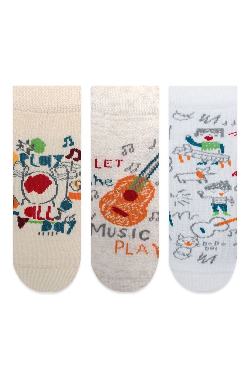 BROSS GUITAR AND CARTOON PATTERNED BOYS BOOTIES SOCKS ASORTY