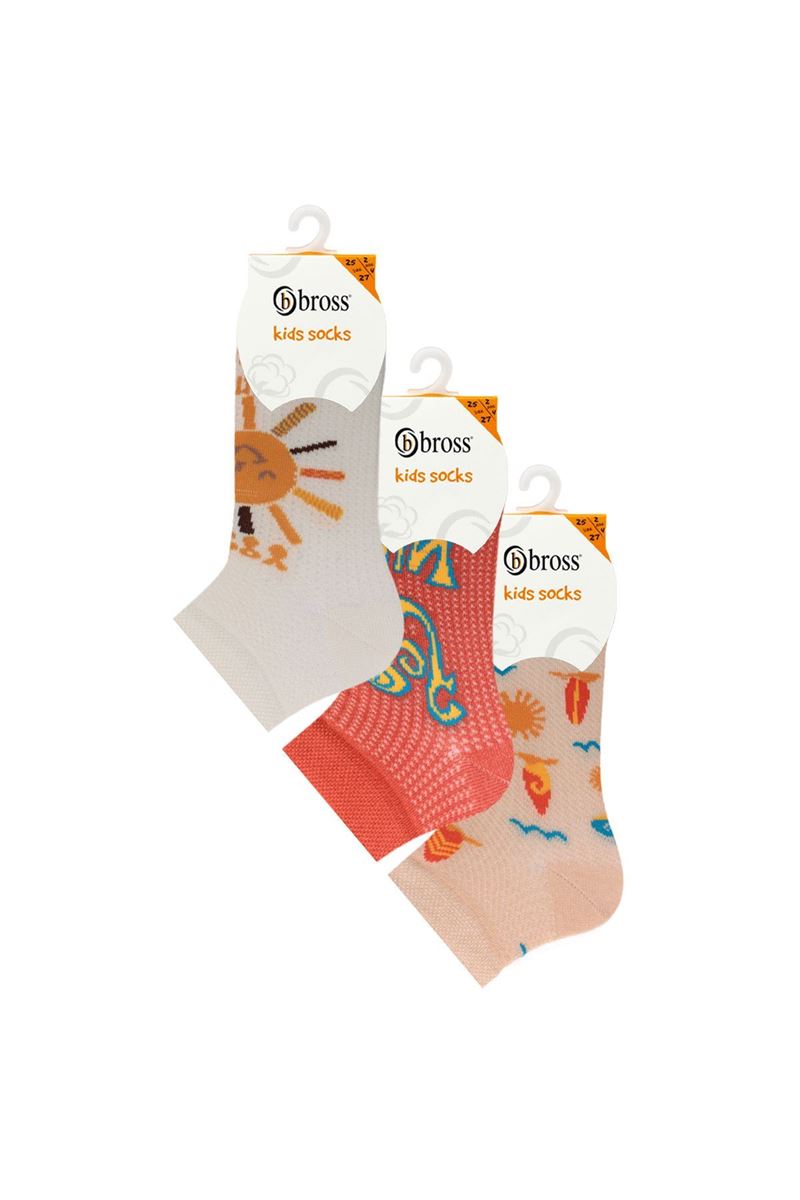 BROSS SUN PATTERNED BOYS BOOTIES SOCKS ASORTY