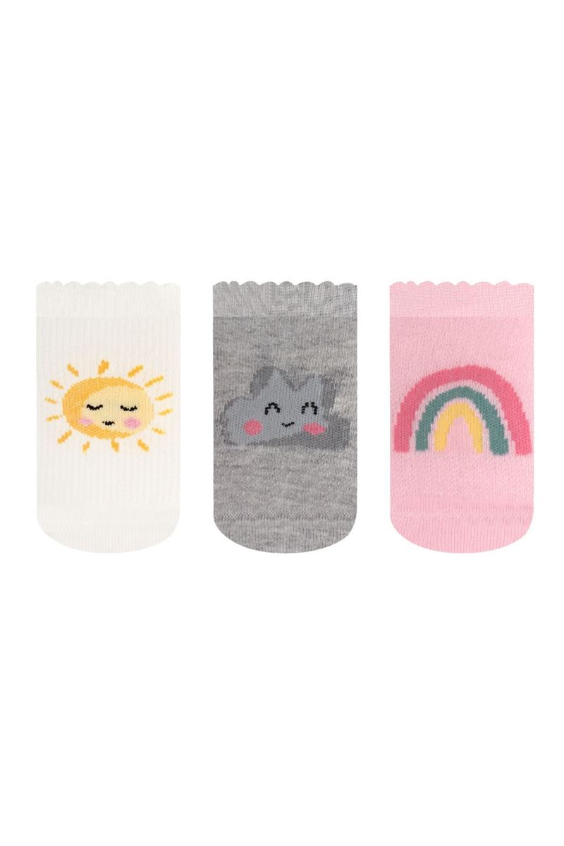 BROSS SUN PATTERNED BABY GIRLS BOOTIES SOCKS ASORTY