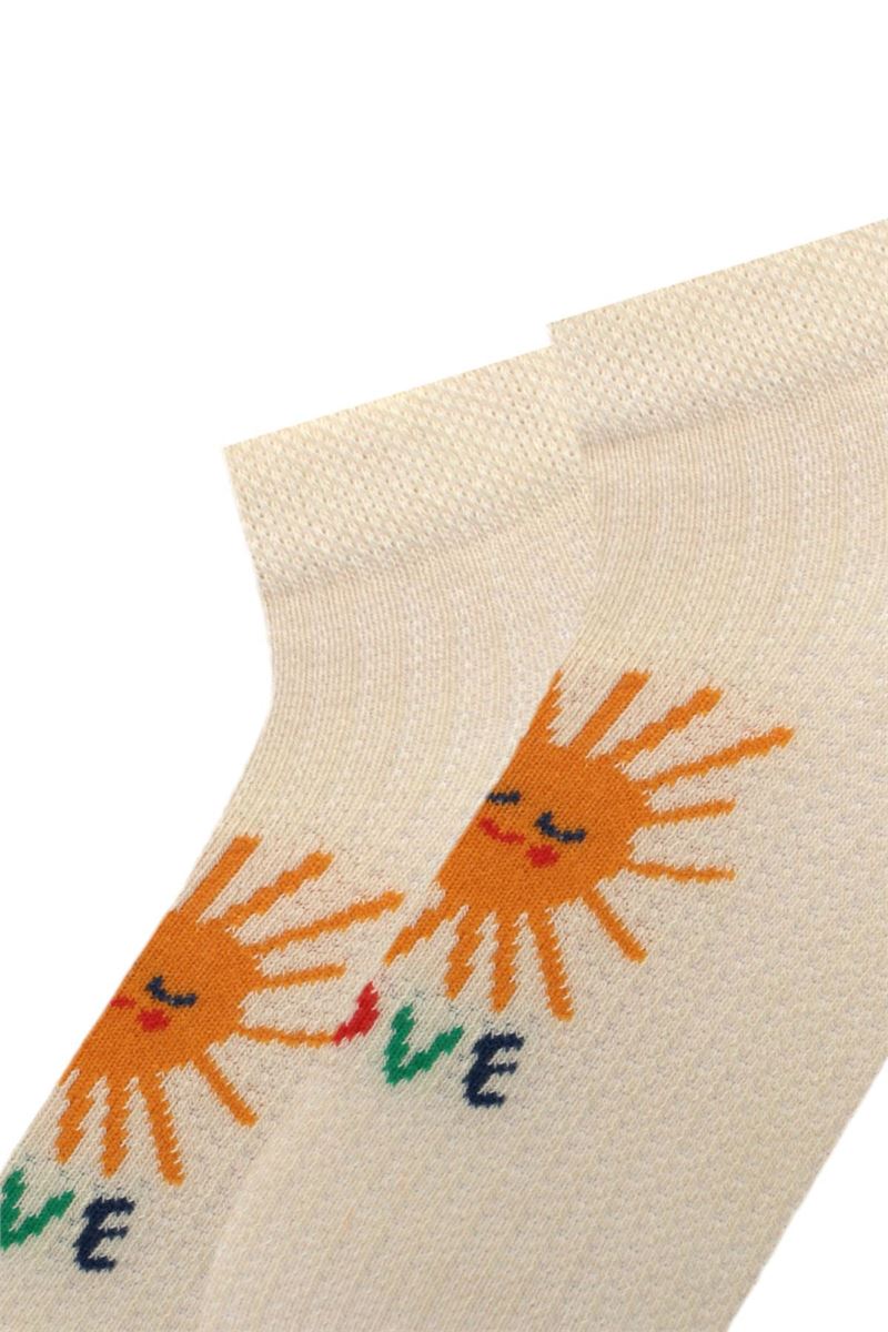 BROSS SUN AND TEXT PATTERNED GIRLS BOOTIES SOCKS ASORTY
