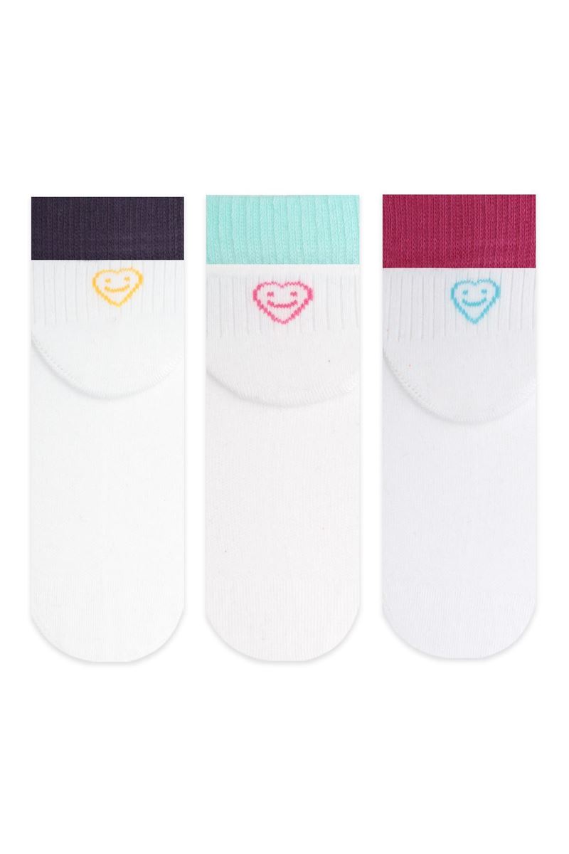 BROSS HEART PATTERNED EMOJI GIRLS BOOTIES SOCKS ASORTY