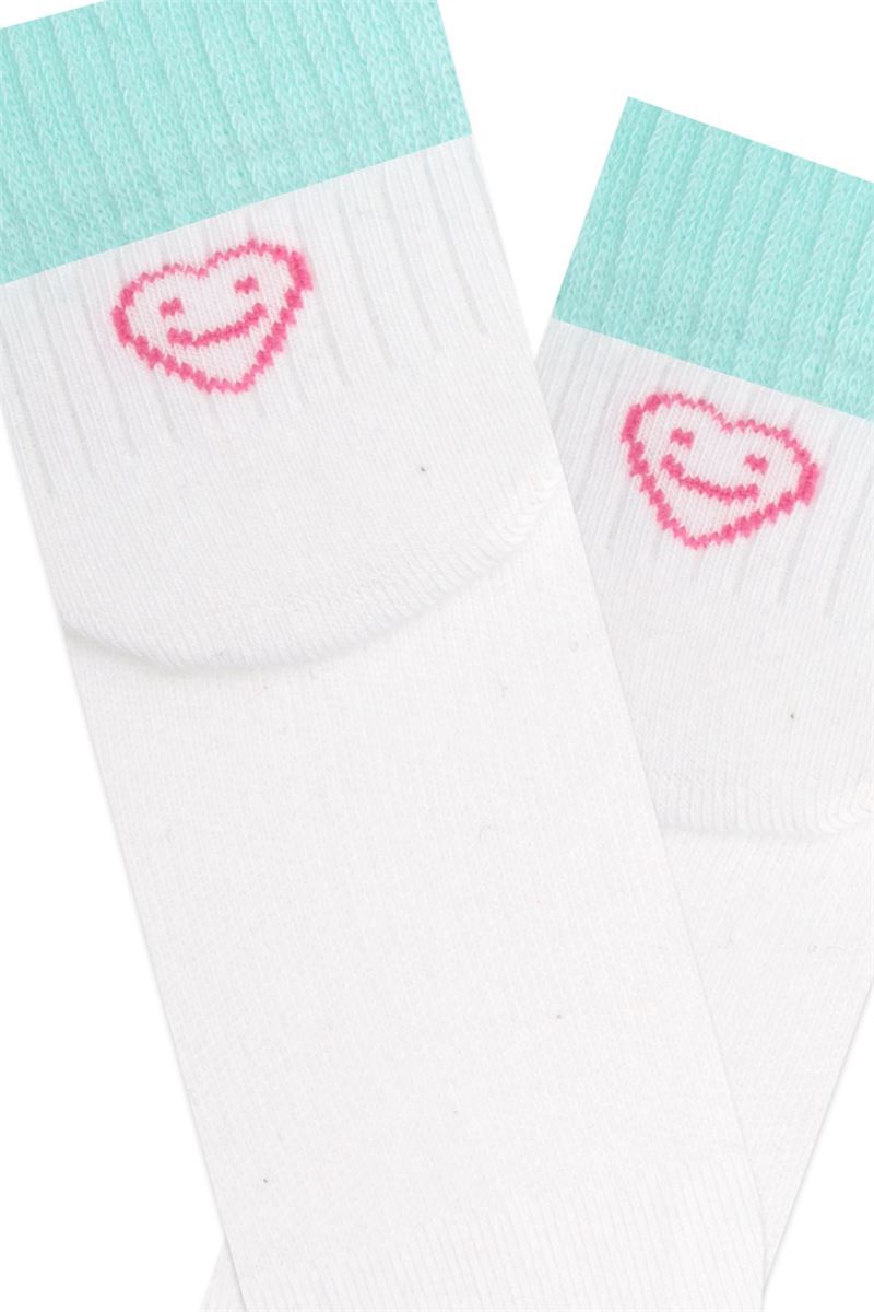 BROSS HEART PATTERNED EMOJI GIRLS BOOTIES SOCKS ASORTY