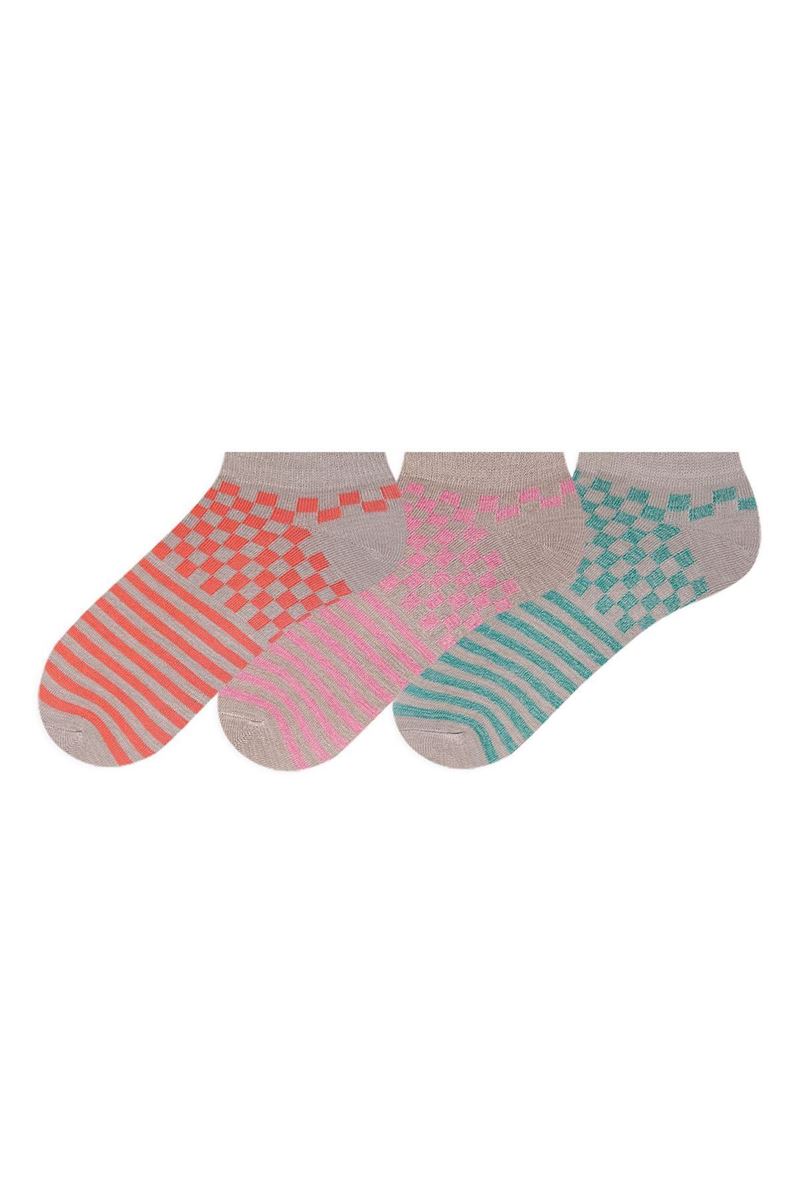 BROSS SQUARE PATTERNED WOMEN S SHAFTLESS SOCKS ASORTY