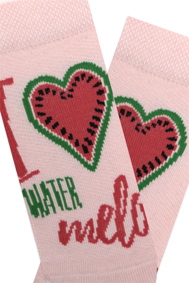 BROSS WATERMELON AND TEXT PATTERNED GIRLS BOOTIES SOCKS ASORTY