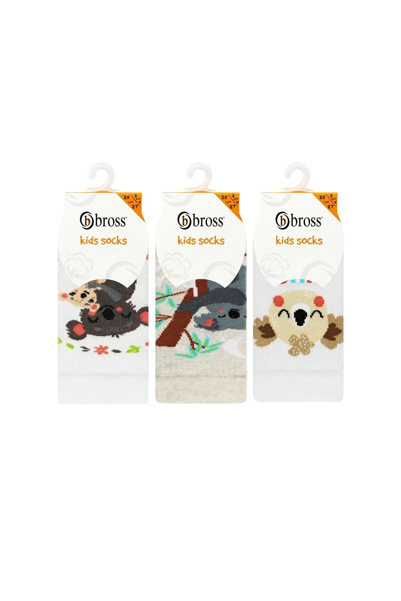 BROSS KOALA PATTERNED GIRLS BOOTIES SOCKS ASORTY