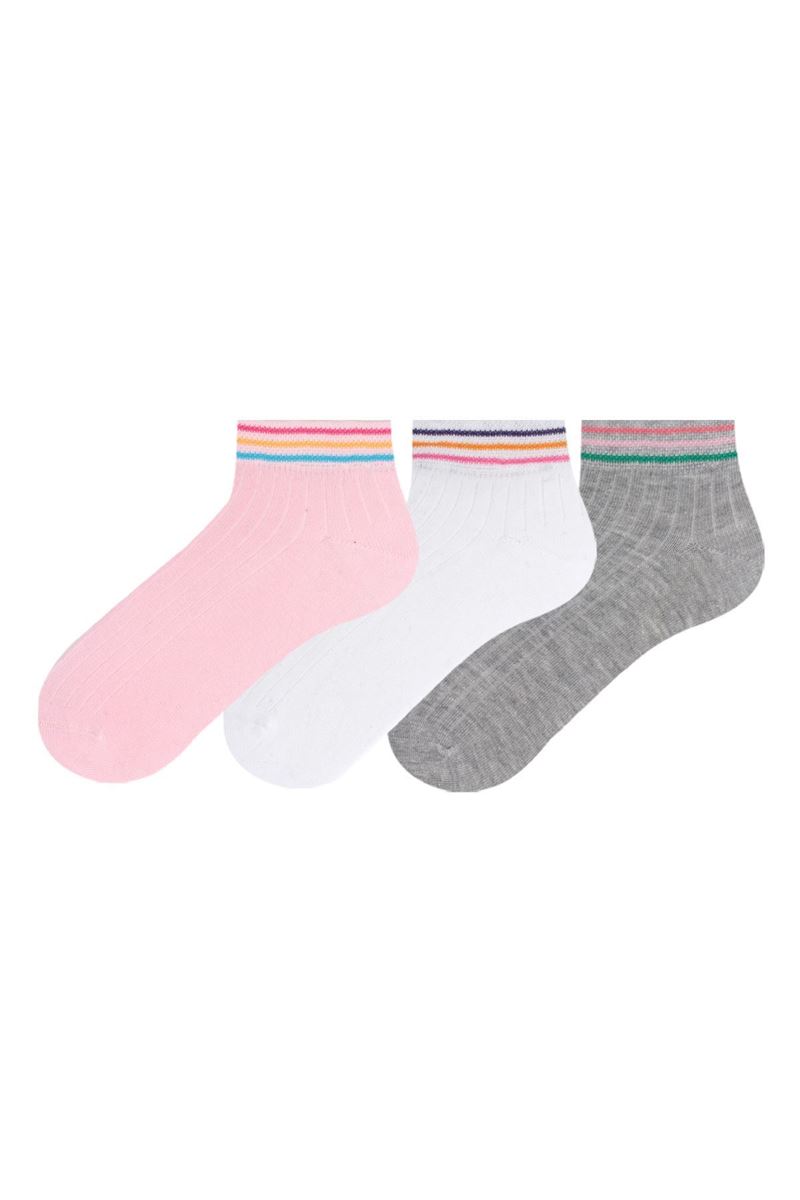 BROSS COLORFUL HOOPED GIRLS BOOTIES SOCKS ASORTY