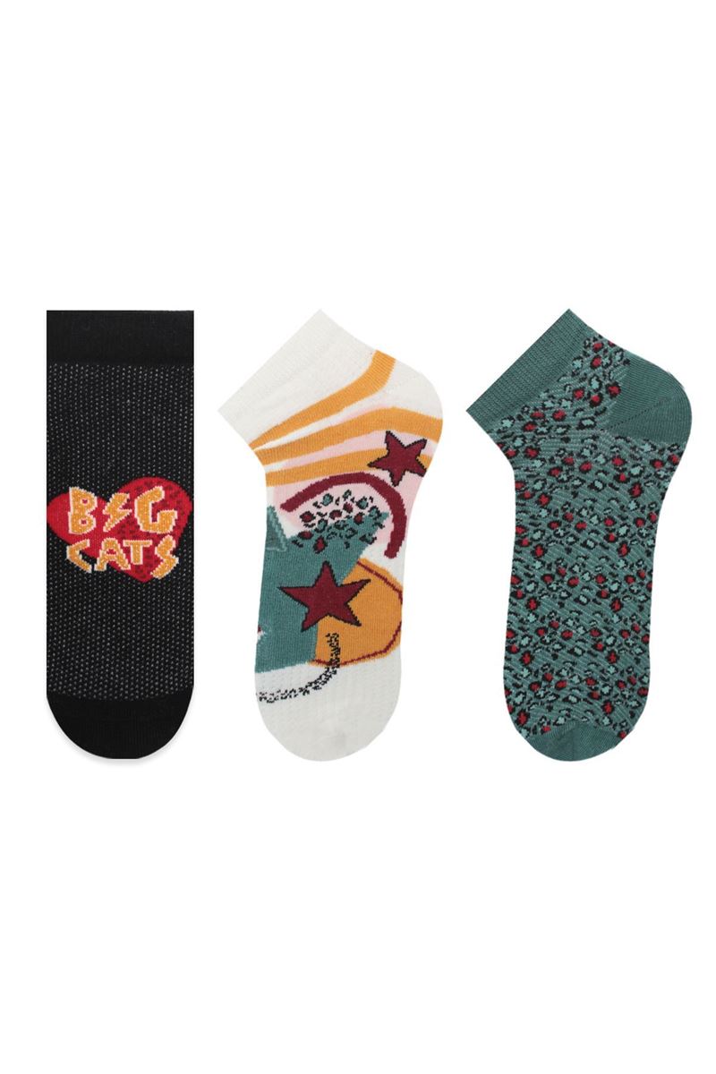 BROSS LEOPARD, CAT, TEXT PATTERNED WOMENS BOOTIES SOCKS ASORTY