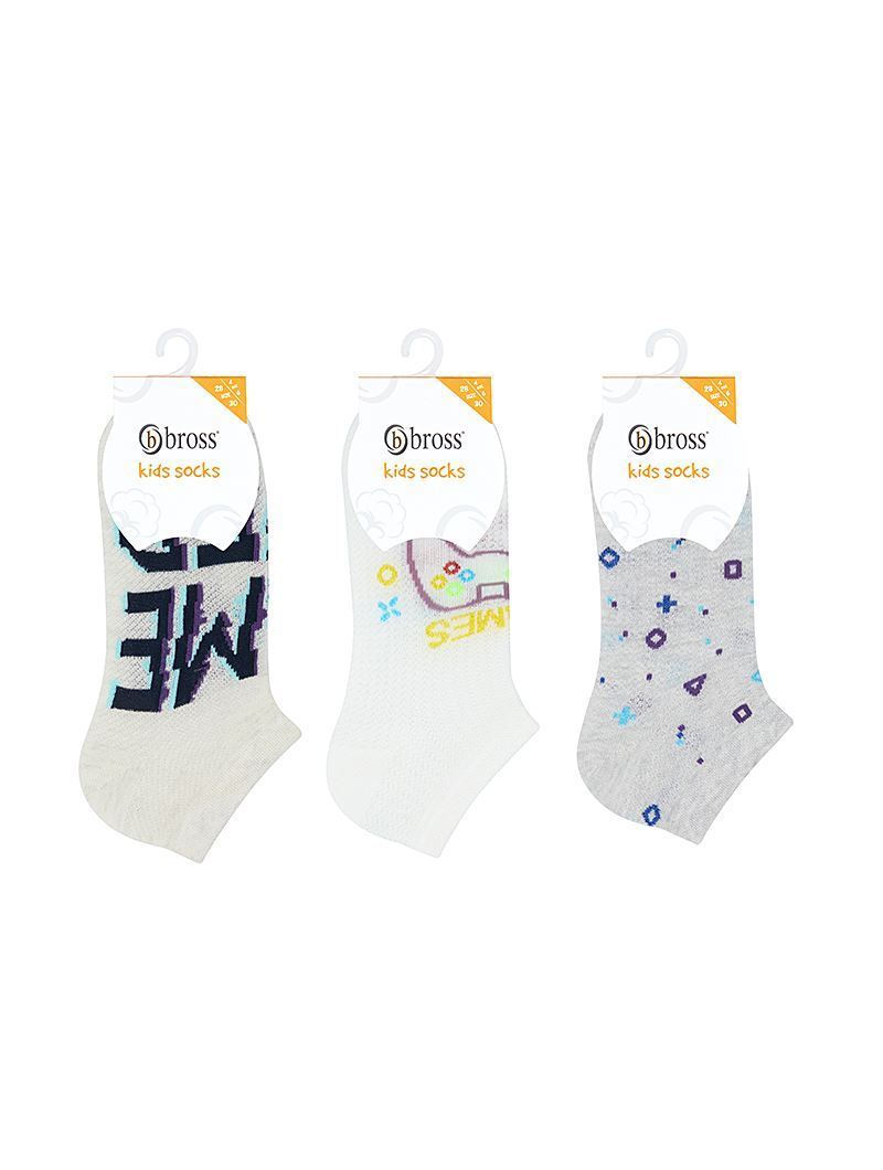 BROSS GAME THAMED BOYS SHAFTLESS SOCKS ASORTY