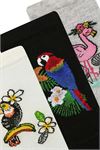 PARROT AND FLAMINGO PATTERNED WOMENS BOOTIES SOCK