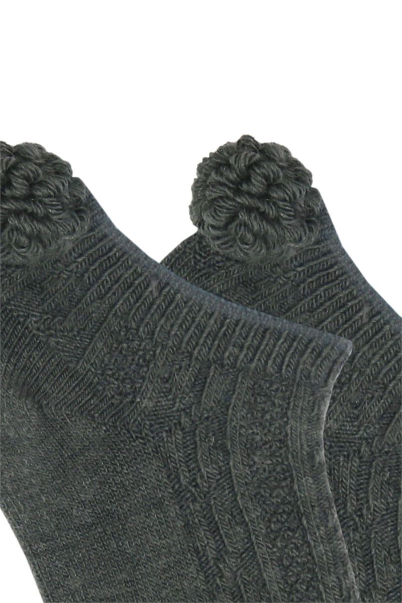 GIRL ANKLE SOCKS POMPOUS BRAID PATTERNED