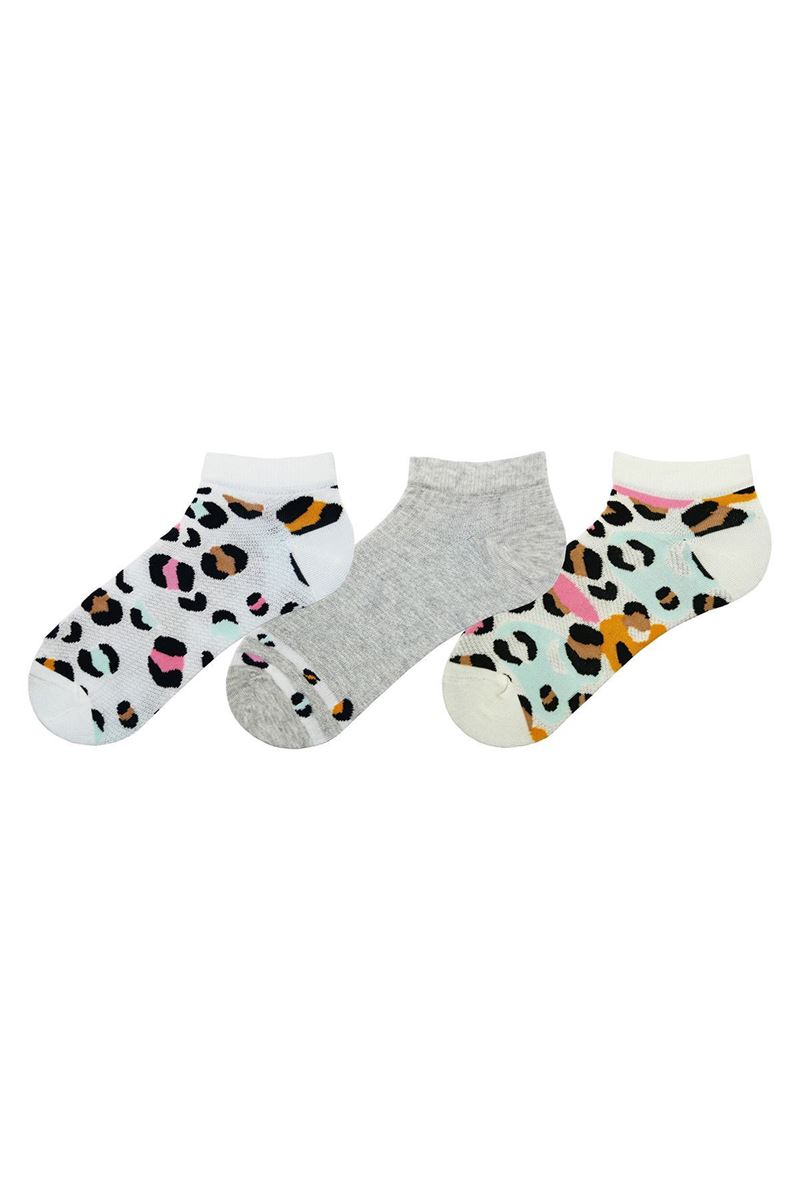 COLORFUL LEOPARD PATTERNED WOMENS BOOTIES SOCKS