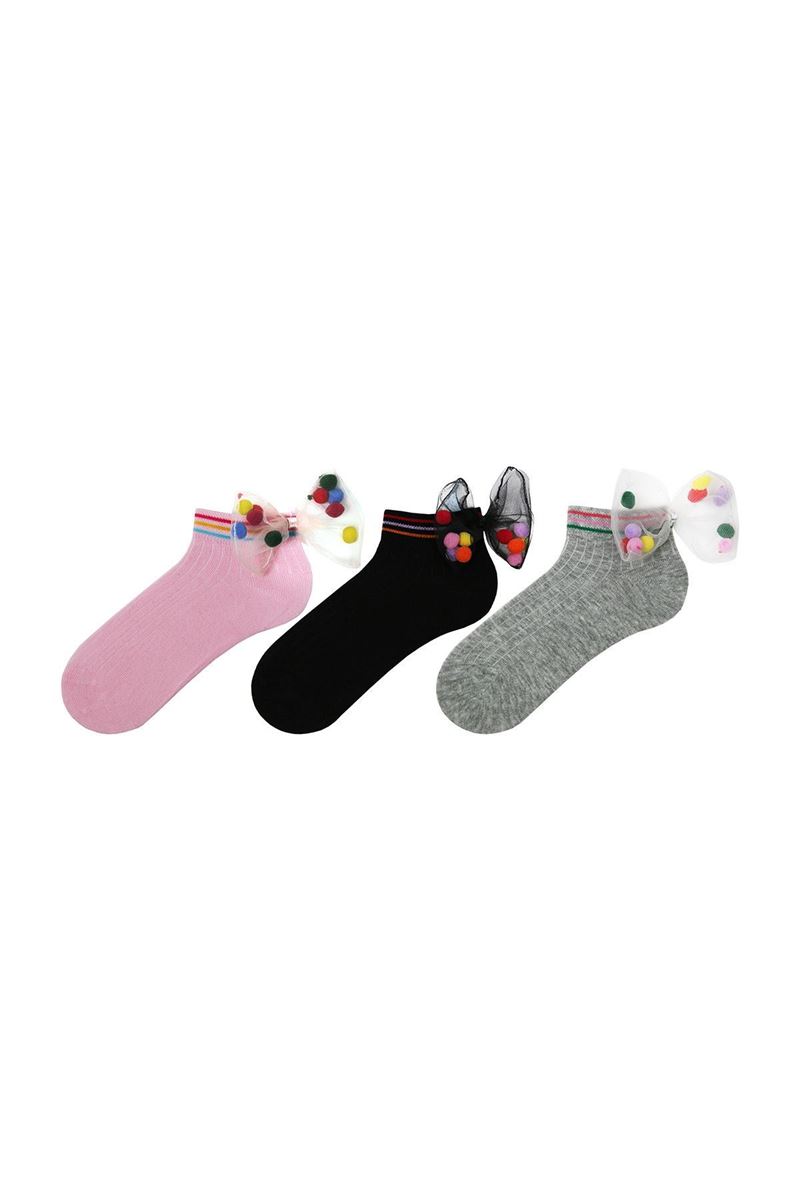 BROSS GIRLS BOOTIES WITH COLORFUL NET BOWTIE ASORTY
