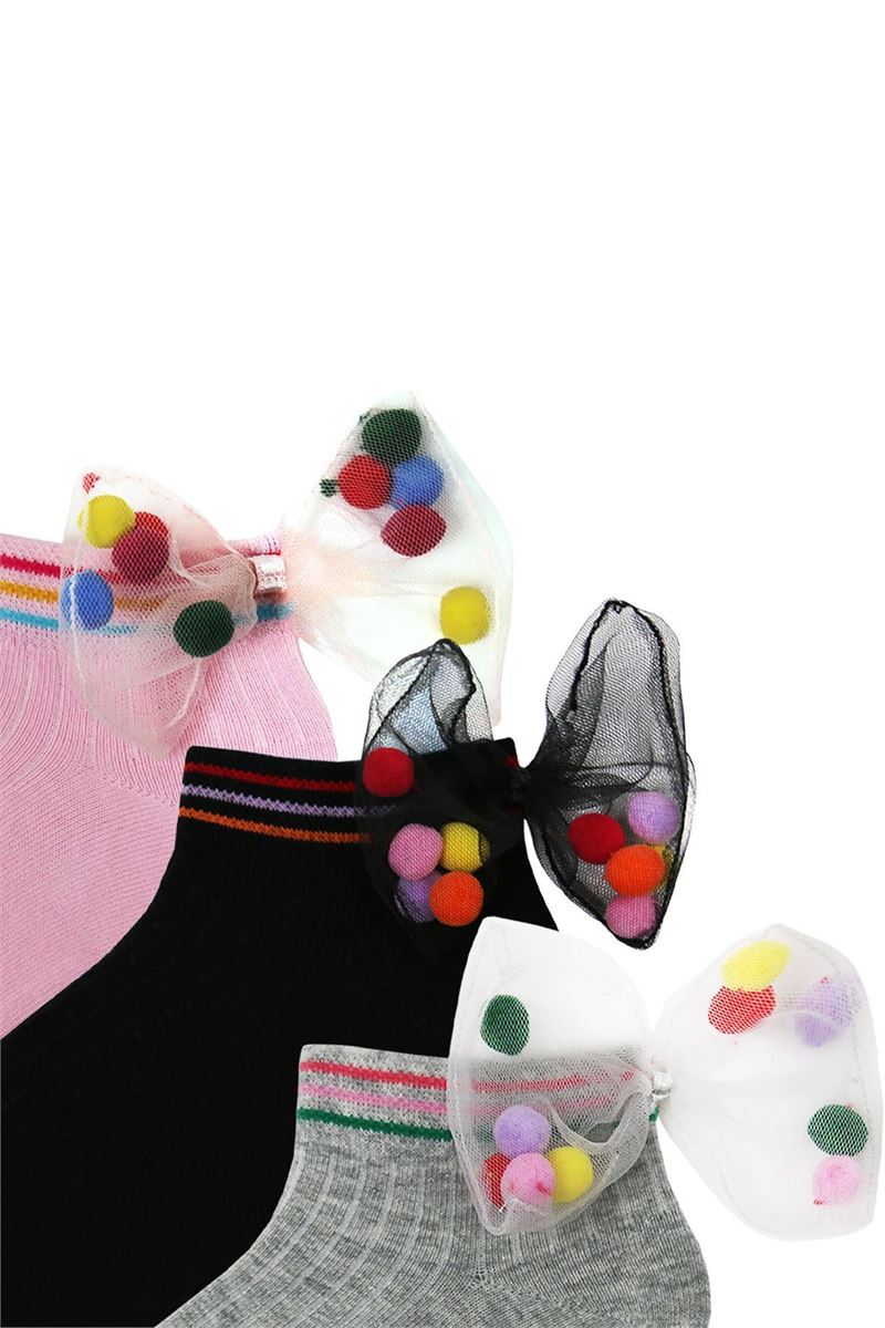 BROSS GIRLS BOOTIES WITH COLORFUL NET BOWTIE ASORTY
