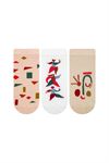 SHAPE AND FIGURE PATTERNED WOMENS BOOTIES SOCKS