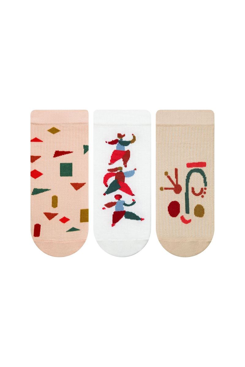BROSS SHAPE AND FIGURE PATTERNED WOMENS BOOTIES SOCKS ASORTY